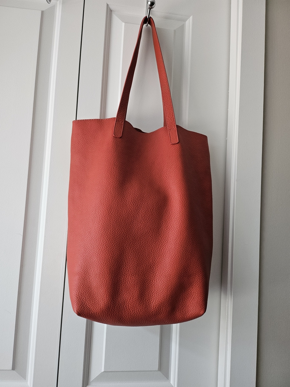 Women's Red Leather Tote Bag - Unbranded